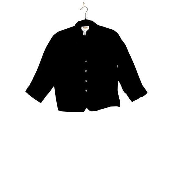 Talbots womens size 14 top black 100% Irish linen button-up - Picture 1 of 8